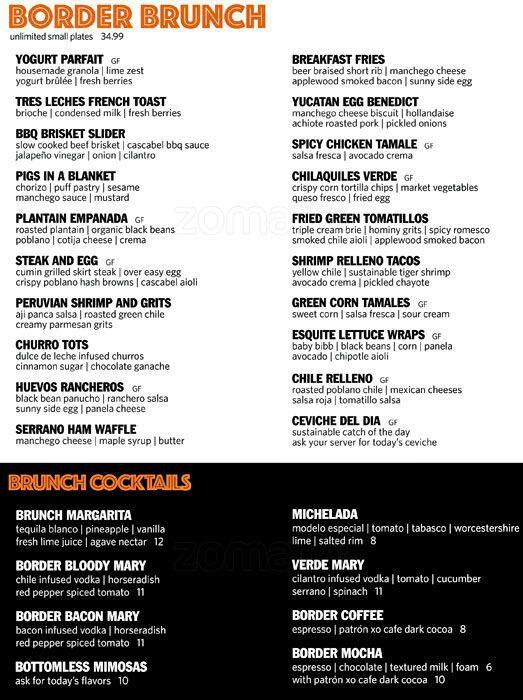 Border Grill Menu, Menu for Border 