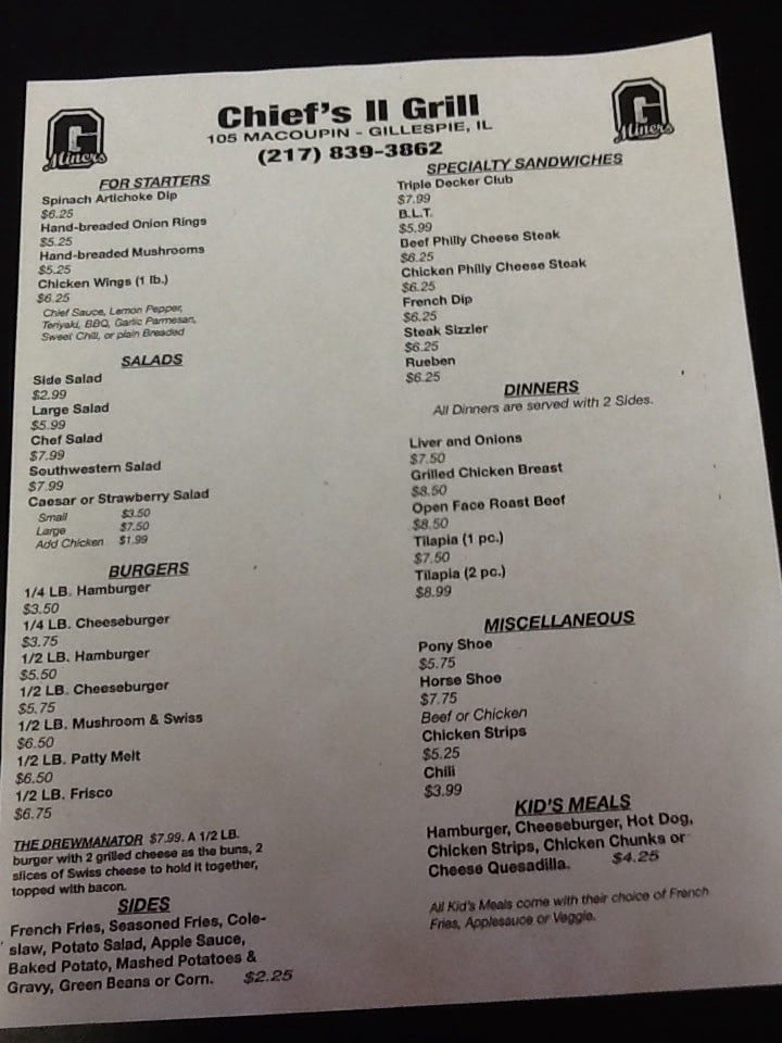 Chiefs II menu