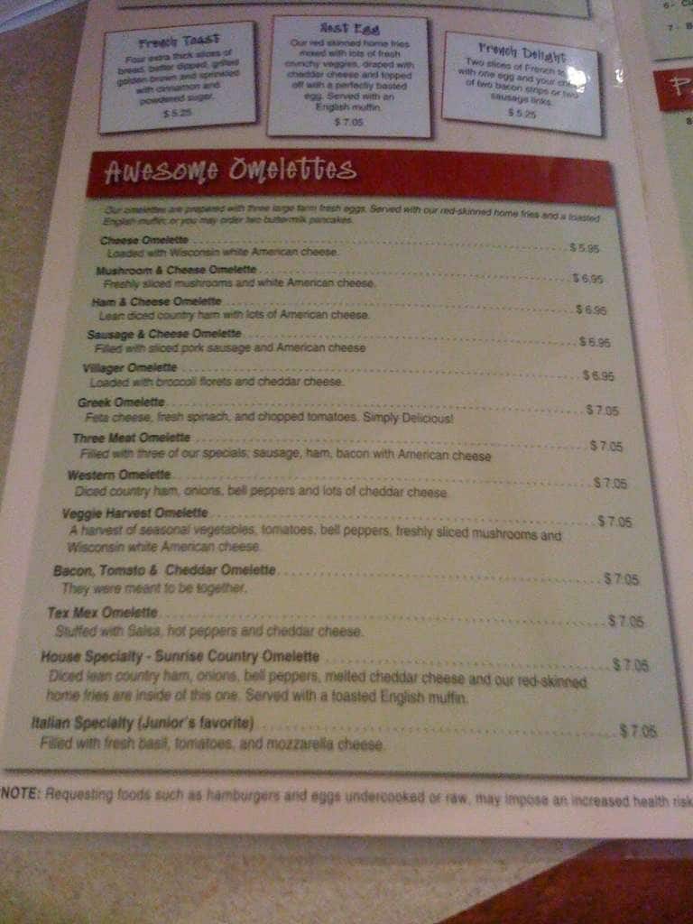 Waffle Shop Menu, Menu for Waffle Shop, State College, State College