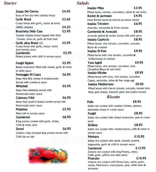 Menu at Cafe Capriccio, SunburyonThames