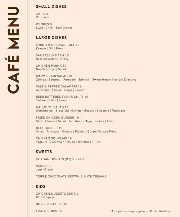 Menu at Studley Park Boathouse cafe, Kew, 1 Boathouse Rd