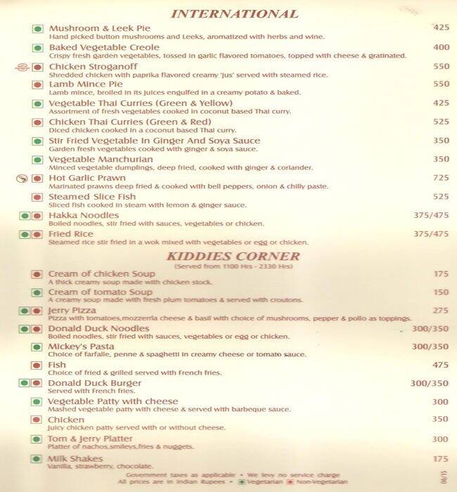 Zodiac menu