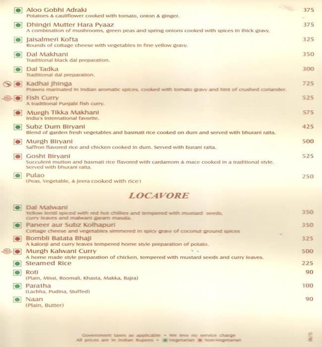 Zodiac menu