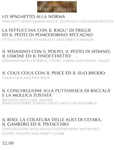 Menu di Filippo La Mantia 