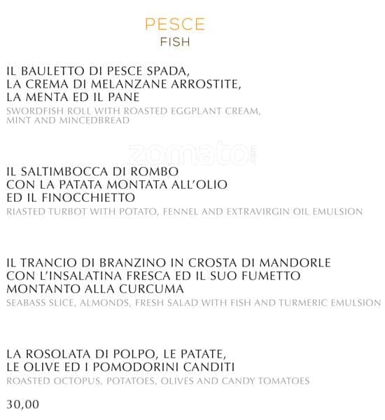 Menu di Filippo La Mantia 