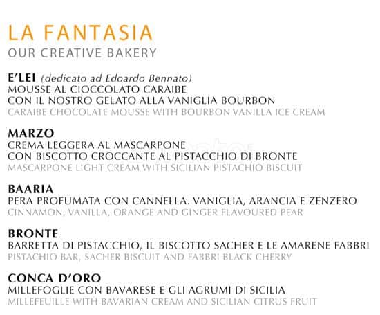 Menu di Filippo La Mantia 