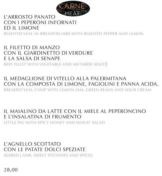 Menu di Filippo La Mantia 