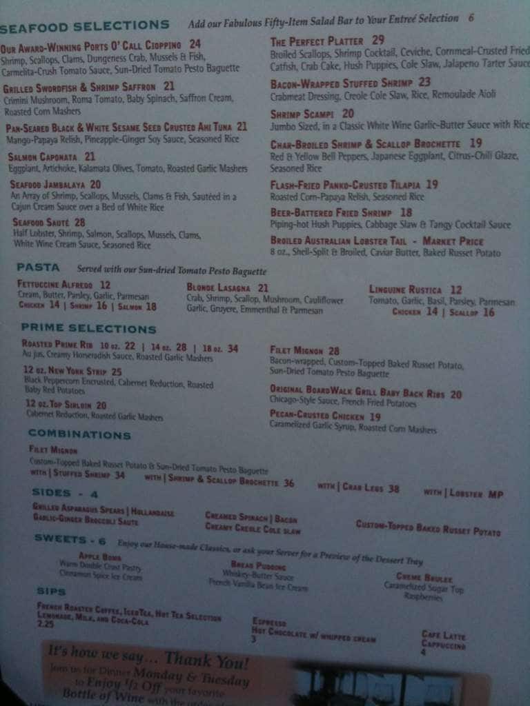 Ports O Call Waterfront Dining Menu