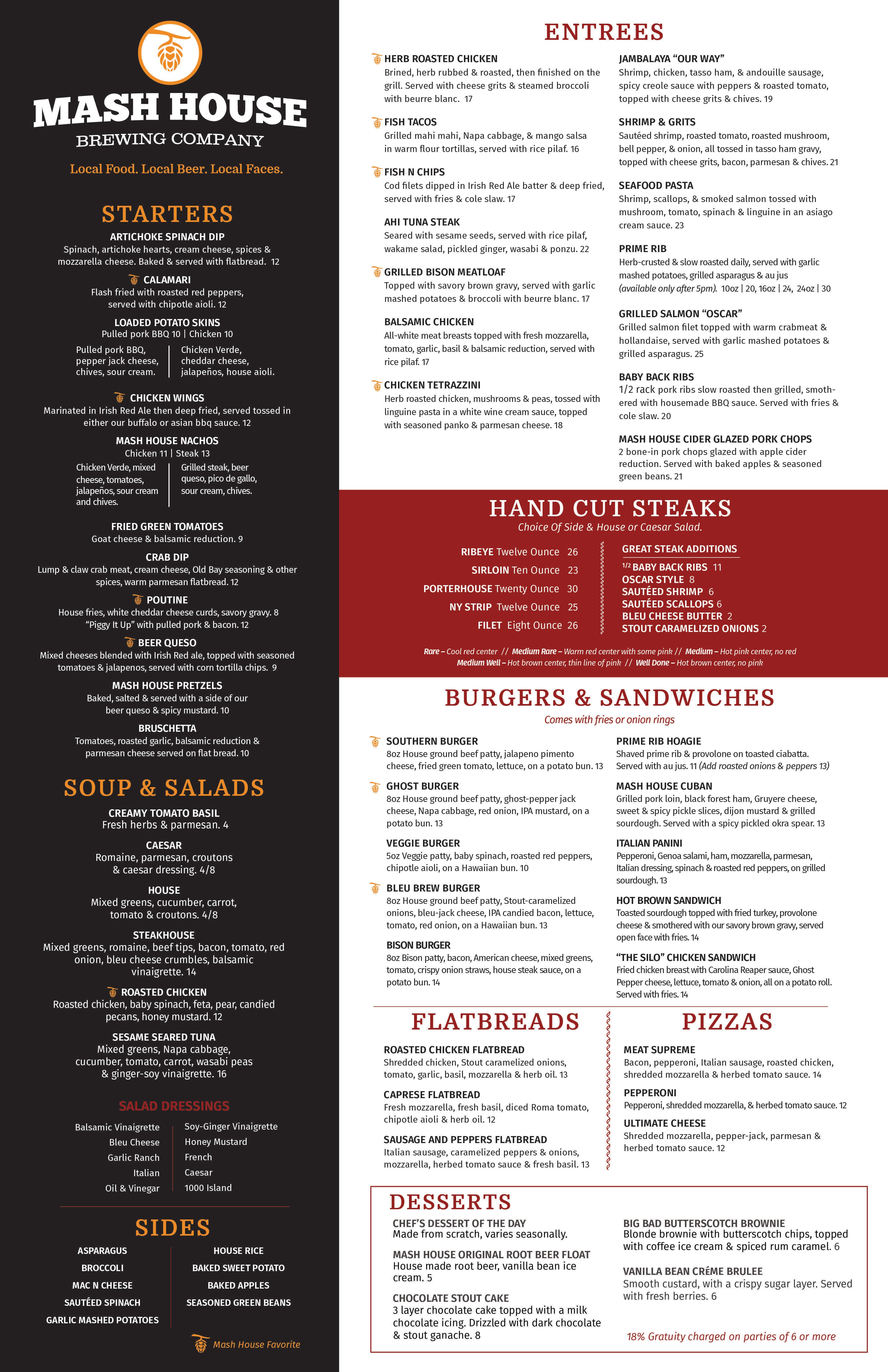 Mash House Brewing Company Menu Urbanspoon/Zomato