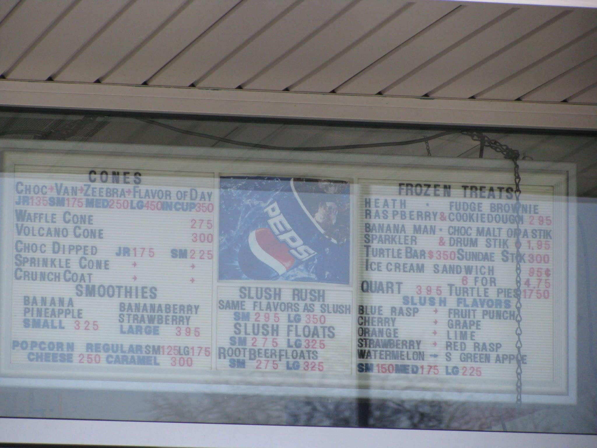 Belt's Soft Serve a Stevens Point Foto del Menu con Prezzi