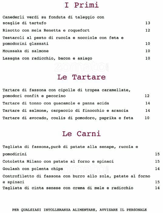 Menu di Cumino Bistrot 