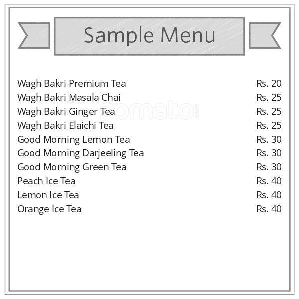 Menu at Wagh Bakri Tea World, Aurangabad