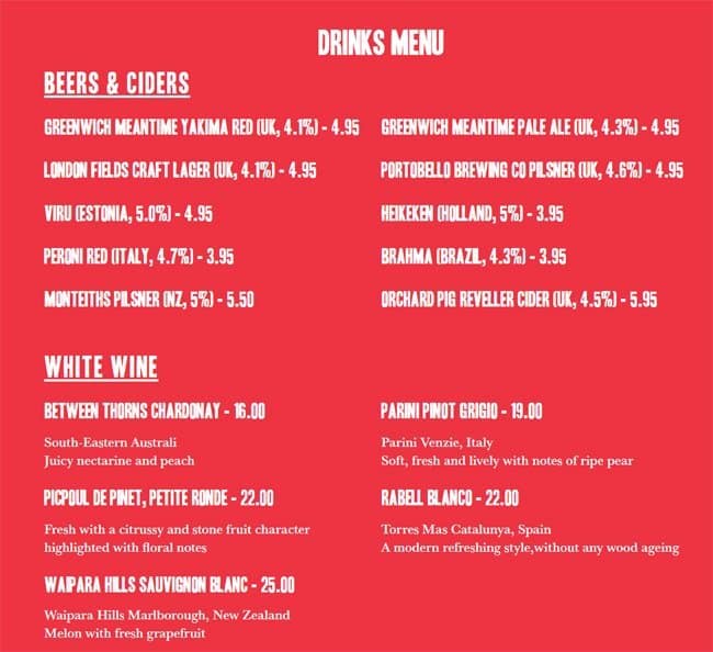 Clockjack Oven menu