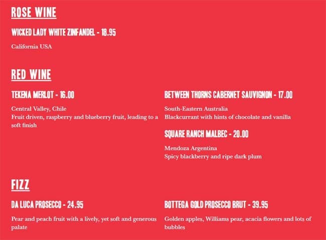 Clockjack Oven menu