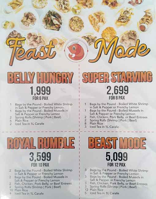Menu at Shrimp Bucket restaurant, Pasig, 2/F Ayala Malls The 30th