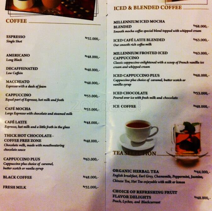 Lobby Lounge Millenium Hotel Sirih Menu Zomato Indonesia