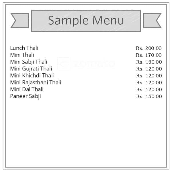 Hotel Sahare Dining Hall menu