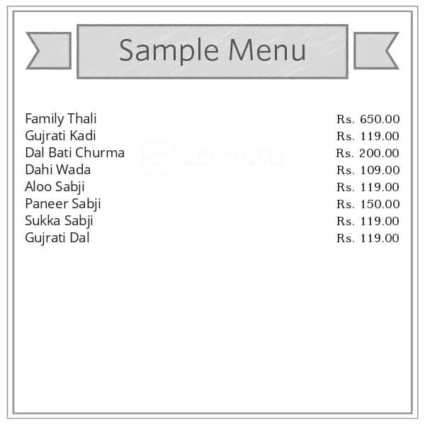 Hotel Sahare Dining Hall menu