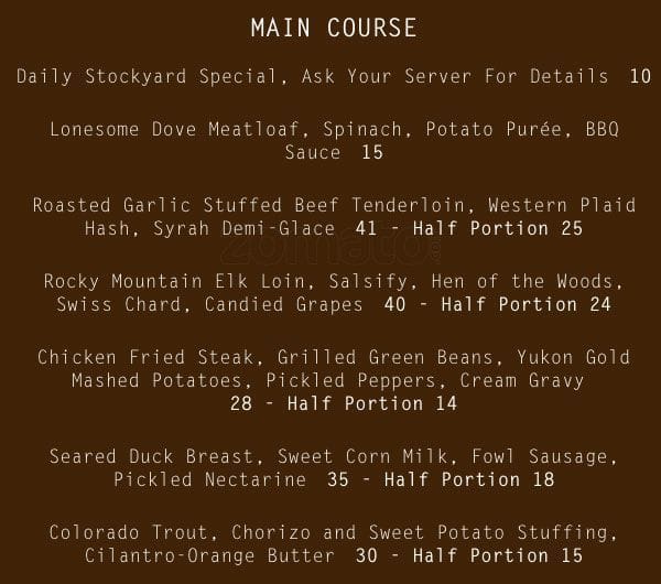 lonesome dove valentines day menu