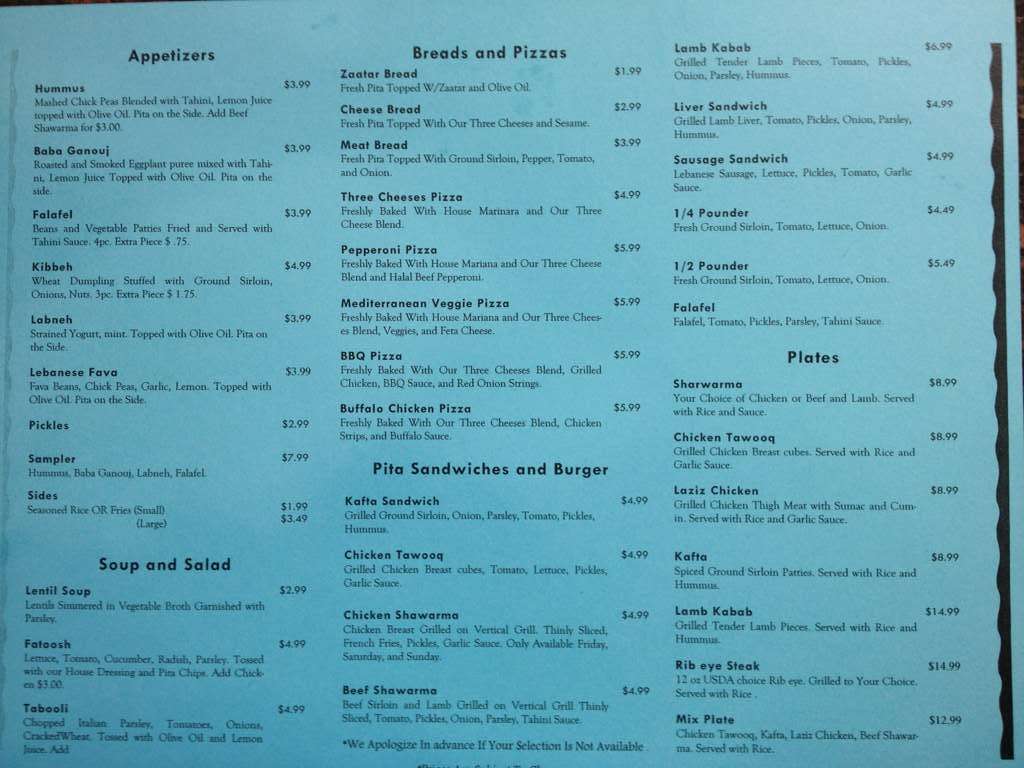 Laziz Grill & Bakery‎ Menu Urbanspoon/Zomato