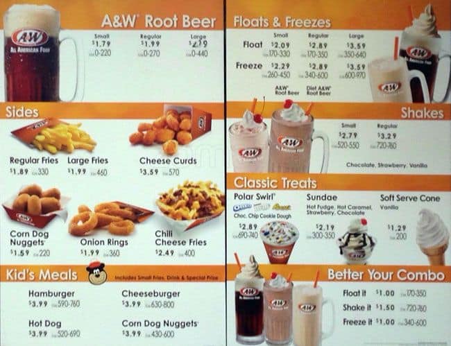 A&W Menu, Menu for A&W, Richmond, Richmond-San Pablo ...