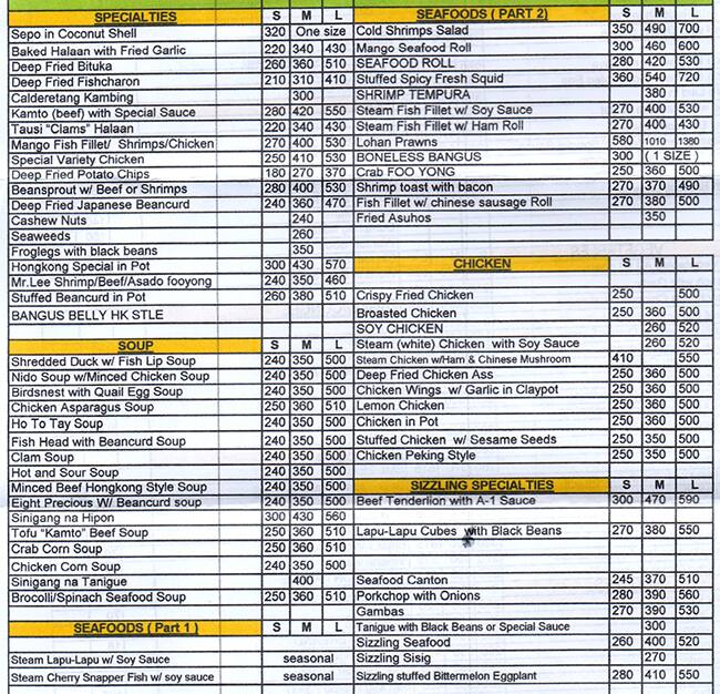 Mr Peter Lee S Hong Kong Tea House Menu