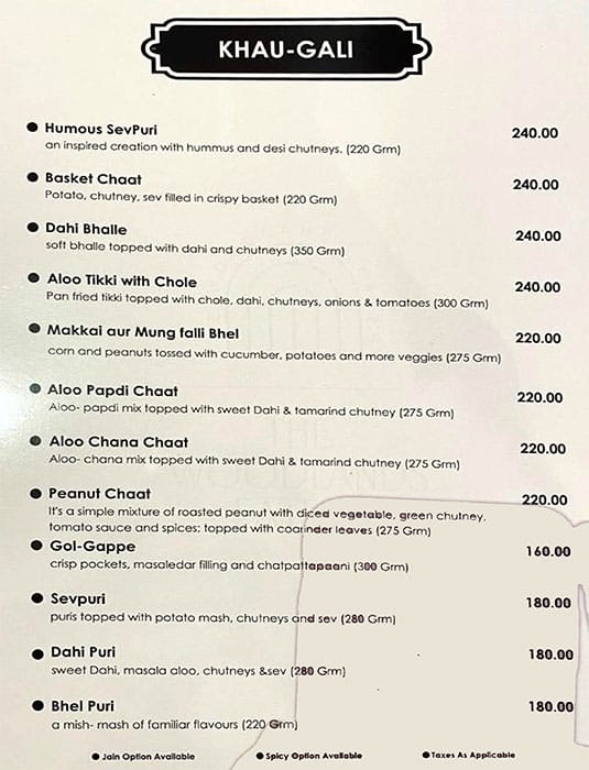 Menu of Woodlands Restaurant, Vapi Locality, Vapi
