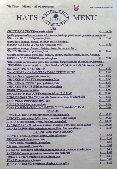 Menu di Hats Off Restaurant & Bar 