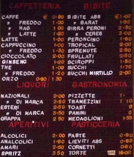 Menu di Bar pasticceria Ennio Rampichini 
