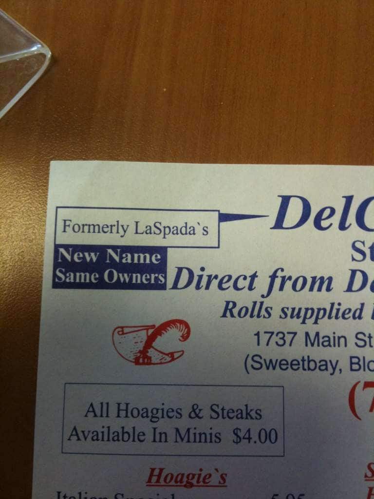 Menu at Delco