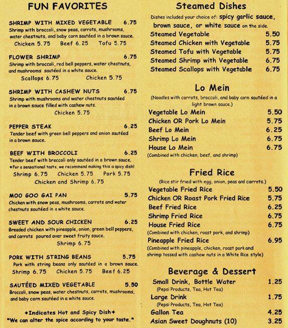 Menu at Rice Fun Restaurant, Mooresville