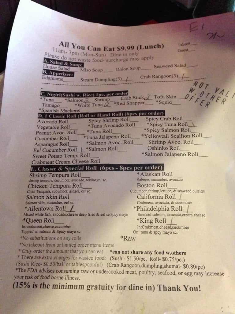Lily Sushi Grill Menu, Menu for Lily Sushi Grill, Allentown, Allentown