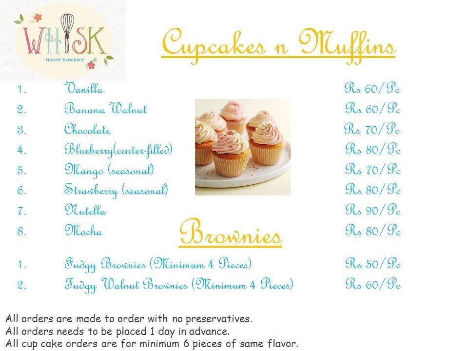 Whisk A Home Bakery Menu, Menu for Whisk A Home Bakery, Sector 110