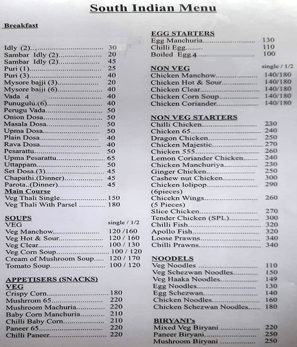 Menu of Podarillu Family Restaurant, Poranki, Vijayawada