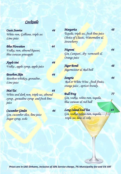 Menu at Gozo Garden restaurant, Dubai, Casablanca St