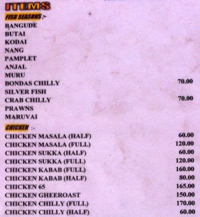 New Danish Creek Restaurant menu