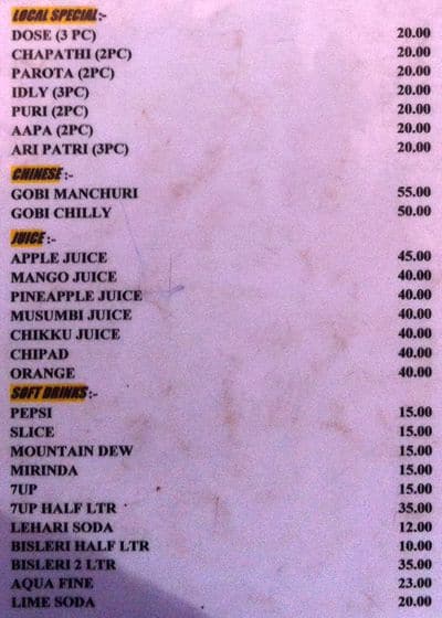 New Danish Creek Restaurant menu