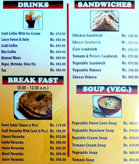 First Choice Restaurant menu