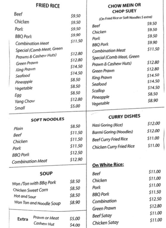 Menu at New Horse Takeaway restaurant, Auckland, 6 Kitchener Rd