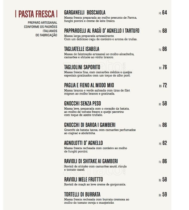 D.O.C Ristorante cardápio