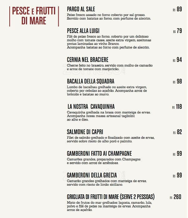 D.O.C Ristorante cardápio