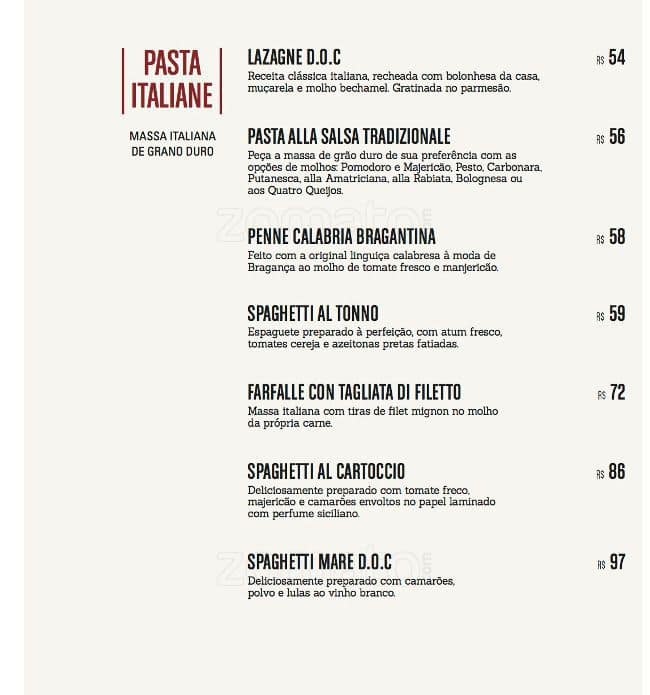 D.O.C Ristorante cardápio