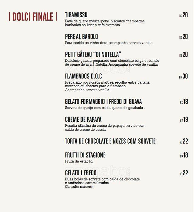 D.O.C Ristorante cardápio