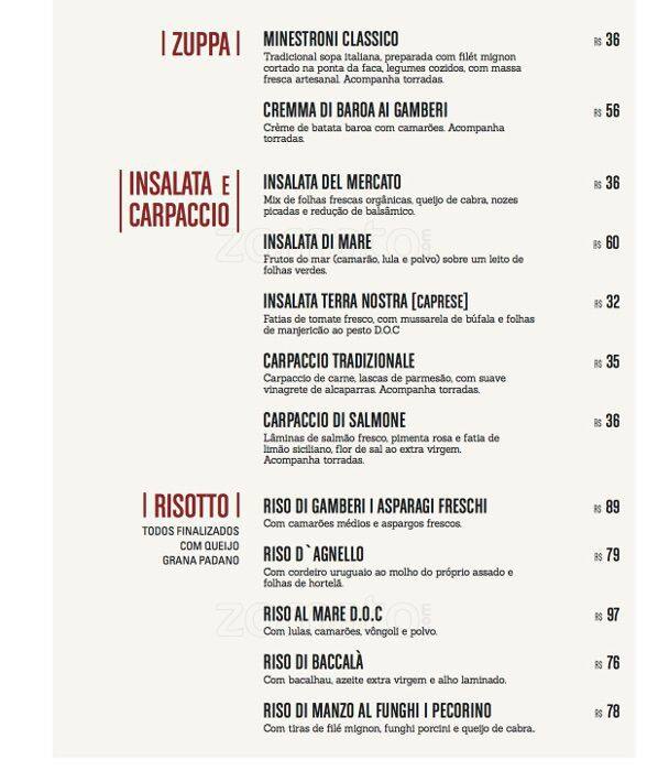 D.O.C Ristorante cardápio