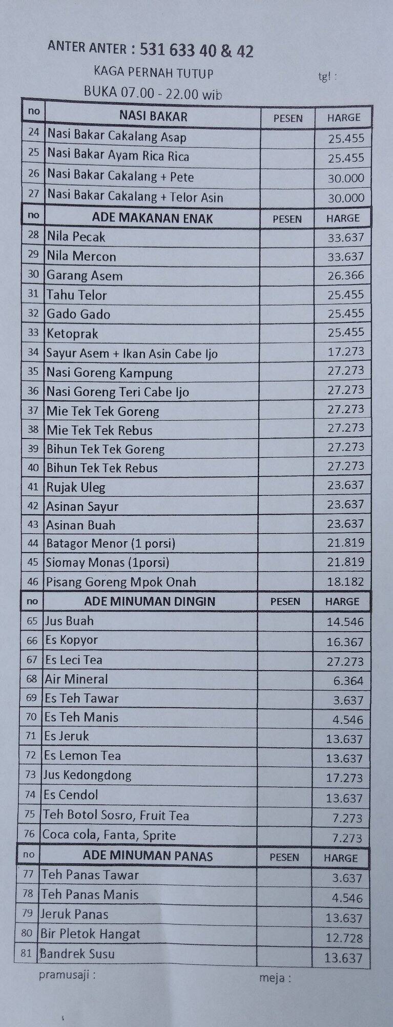 Menu at Ayam Mercon restaurant, South Tangerang, Golden Boulevard