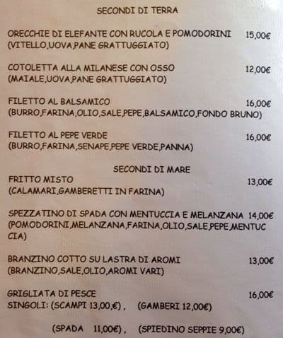 Menu di Ristorante Da Mimì 