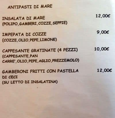 Menu di Ristorante Da Mimì 