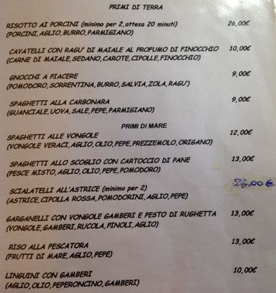 Menu di Ristorante Da Mimì 