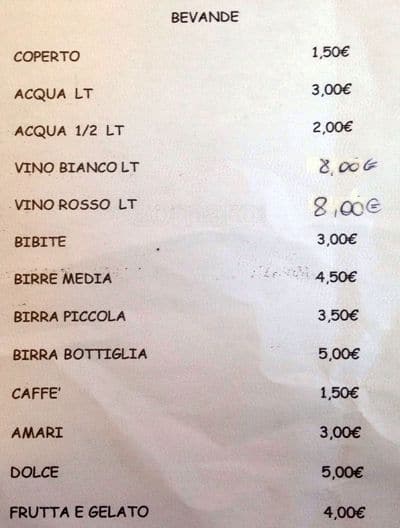 Menu di Ristorante Da Mimì 