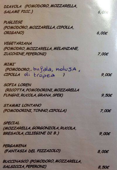 Menu di Ristorante Da Mimì 